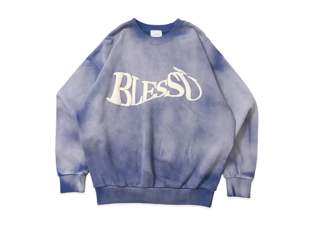 BLESS U BU Wave Logo Sweat "Blue"