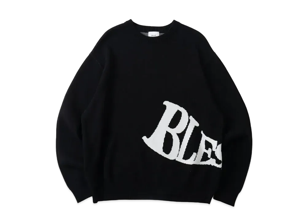 BLESS U Wave Logo Knit "Black"