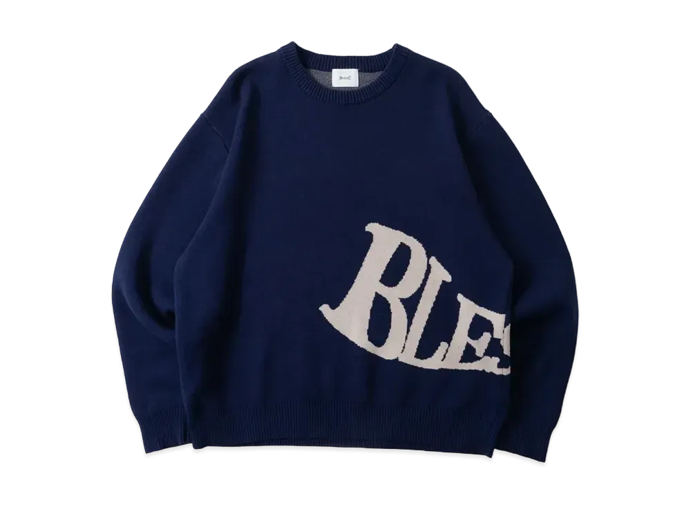 BLESS U Wave Logo Knit "Navy"