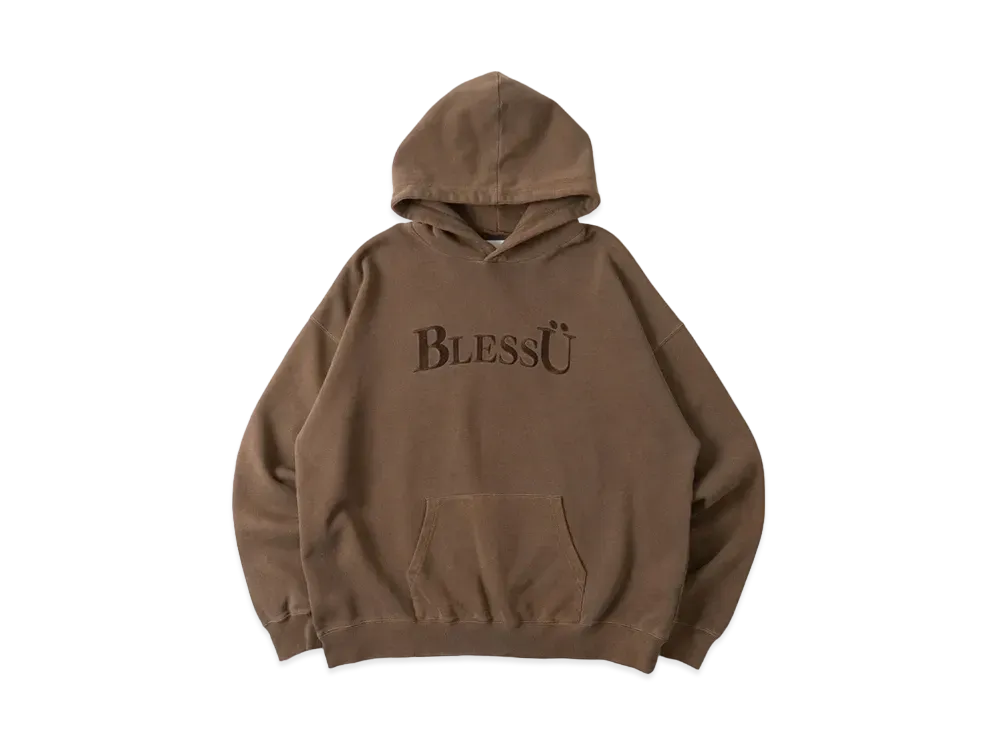 BLESS U BLESS U Pigment Logo Hoodie "Pigment Brown"