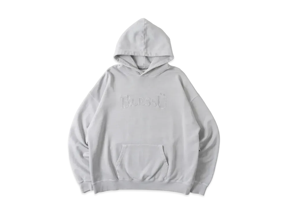 BLESS U BLESS U Pigment Logo Hoodie "Pigment Gray"