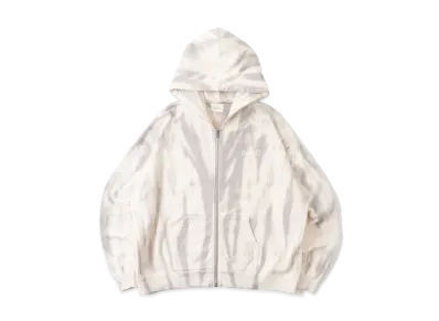 BLESS U Tie Dye Zip Hoodie "Gray/White"