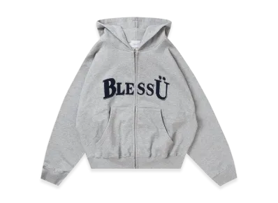 BLESS U BU OG Logo Zip Up Hoodie "Gray"
