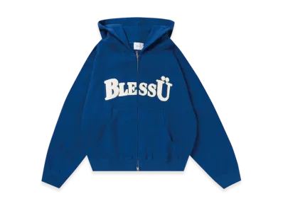 BLESS U BU OG Logo Zip Up Hoodie "Blue"