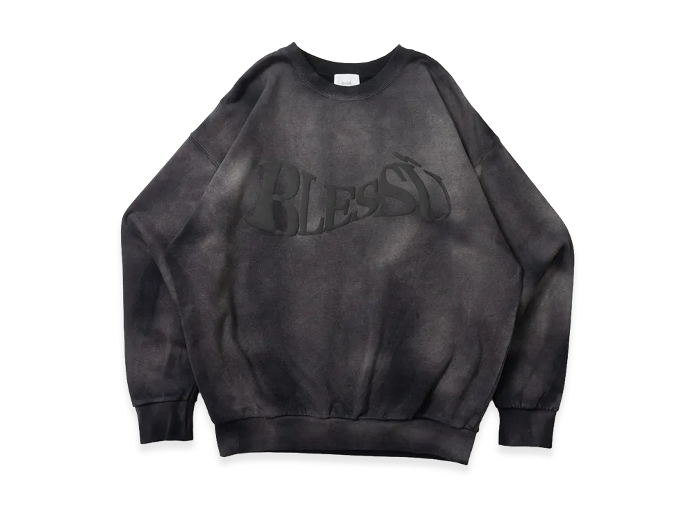 BLESS U BU Wave Logo Sweatshirt "Black"