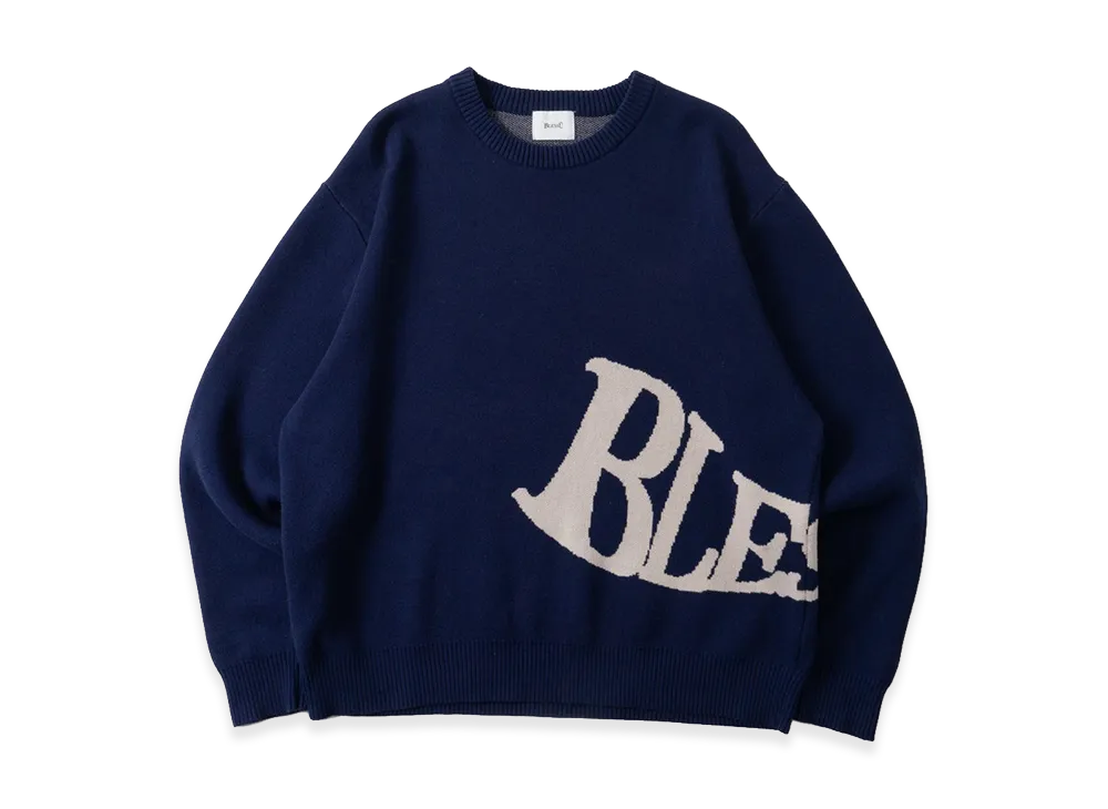 BLESS U Wave Logo Knit "Blue"