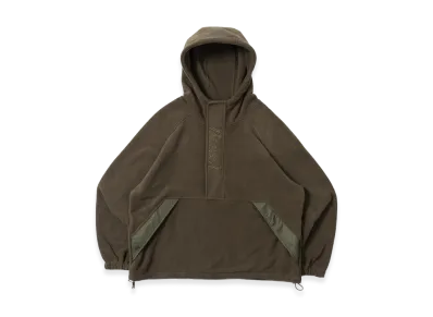 BLESS U Half-Zip Fleece Hoodie "Khaki"