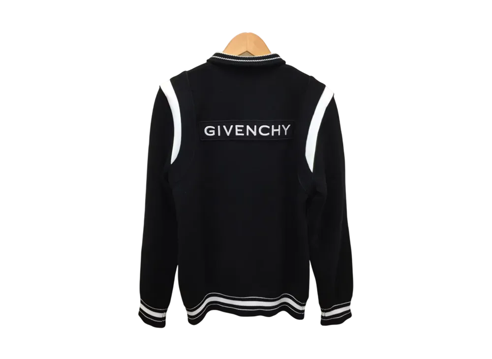 GIVENCHY Two-Tone Cotton Knit Back Logo Bomber Jacket "Black"