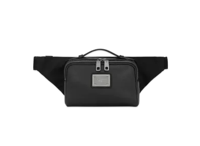 DOLCE&GABBANA Grainy Calfskin and Nylon Belt Bag "Black"