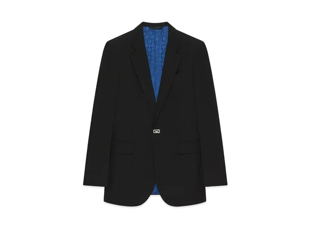 GIVENCHY Slim Fit Jacket In Wool With 2G Clip "Black"