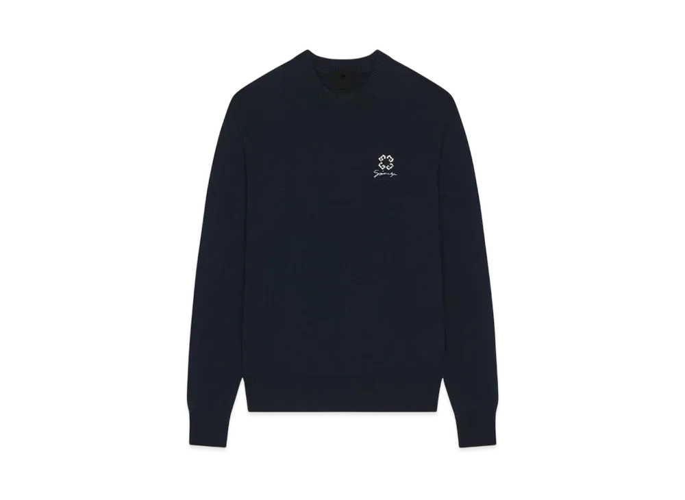 GIVENCHY Sweater In Wool Cashmere and Crystals With 4G Detail "Dark Blue"