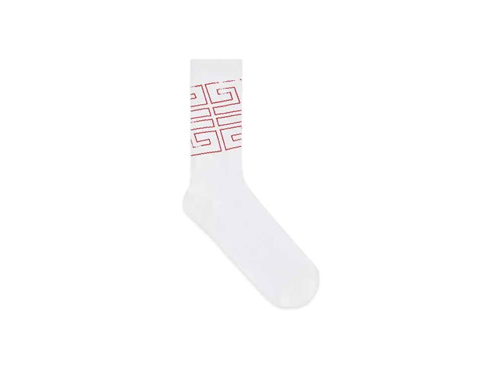 GIVENCHY 4G Socks In Cotton "White/Red"
