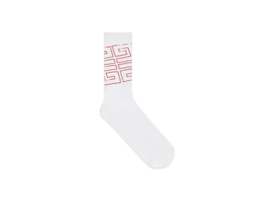 GIVENCHY 4G Socks In Cotton "White/Red"