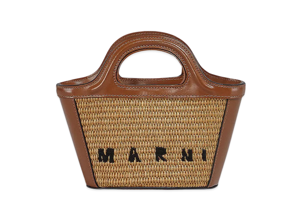 MARNI Tropicalia Micro Bag in Leather & Raffia-Effect Fabric "Siena"