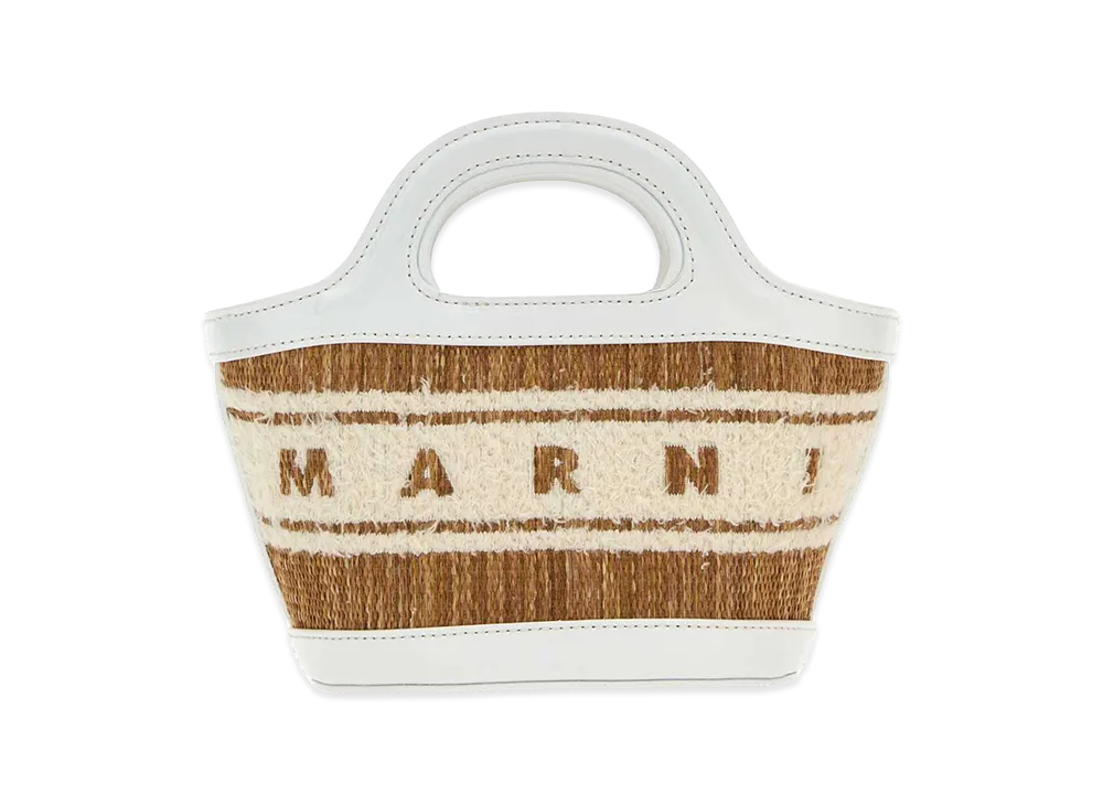 MARNI Women's Two-Tone Raffia And Leather Micro Tropicalia Summer Handbag "Multicolor"