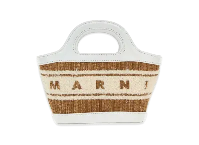 MARNI Women's Two-Tone Raffia And Leather Micro Tropicalia Summer Handbag "Multicolor"