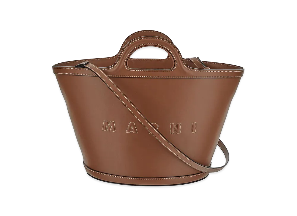 MARNI Women's Leather Small Tropicalia Handbag "Brown"
