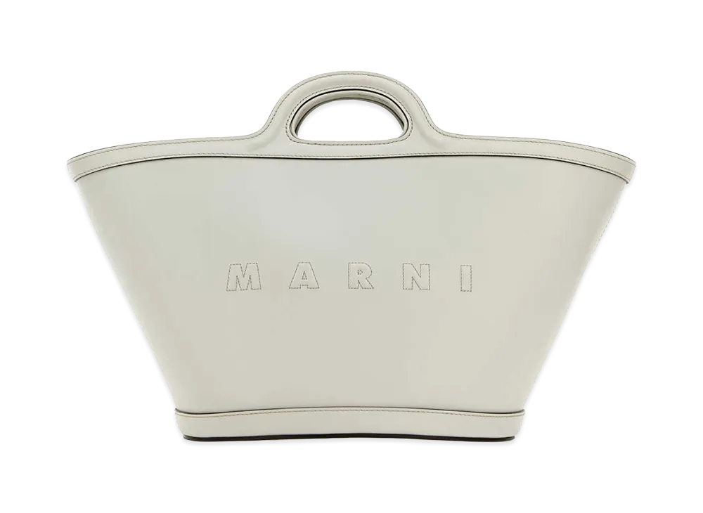 MARNI Women's White Leather Small Tropicalia Handbag "White/Black"