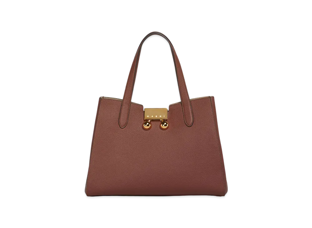 MARNI Trunkaroo Small Tote Handbag in Leather "Wild Cherry"