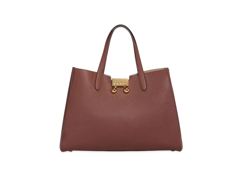 MARNI Trunkaroo Medium Tote Handbag in Leather "Wild Cherry"