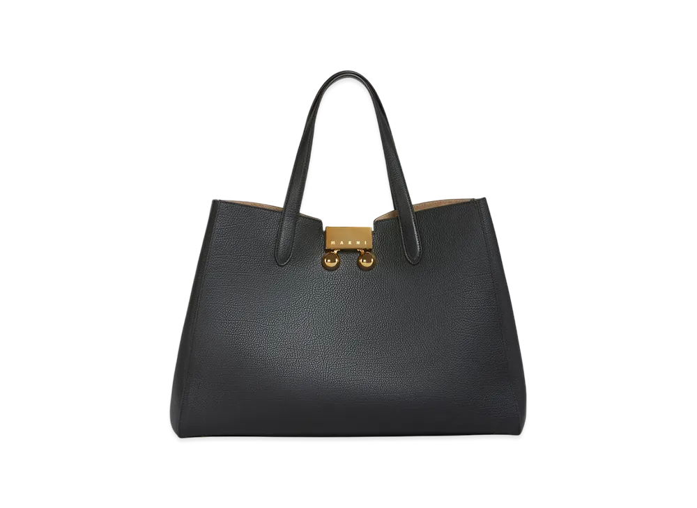 MARNI Trunkaroo Medium Tote Handbag in Leather "Black"