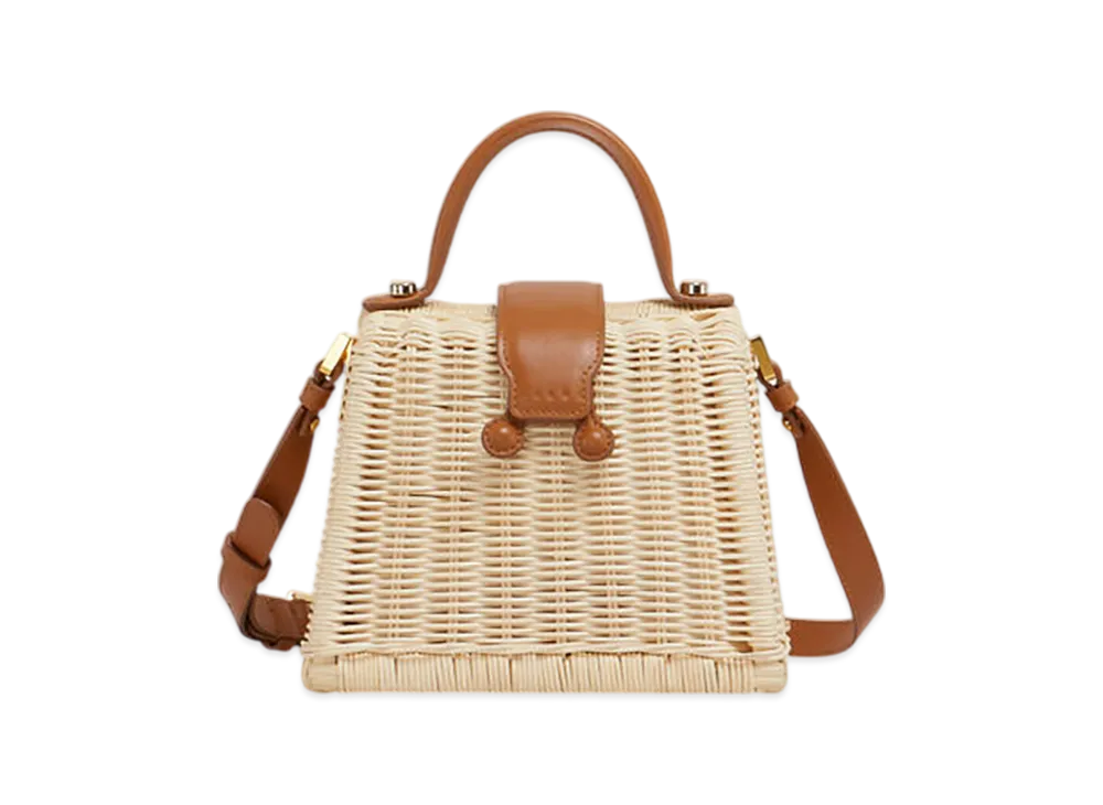 MARNI Midollino Handbag in Rattan "Natural/Cinnamon"