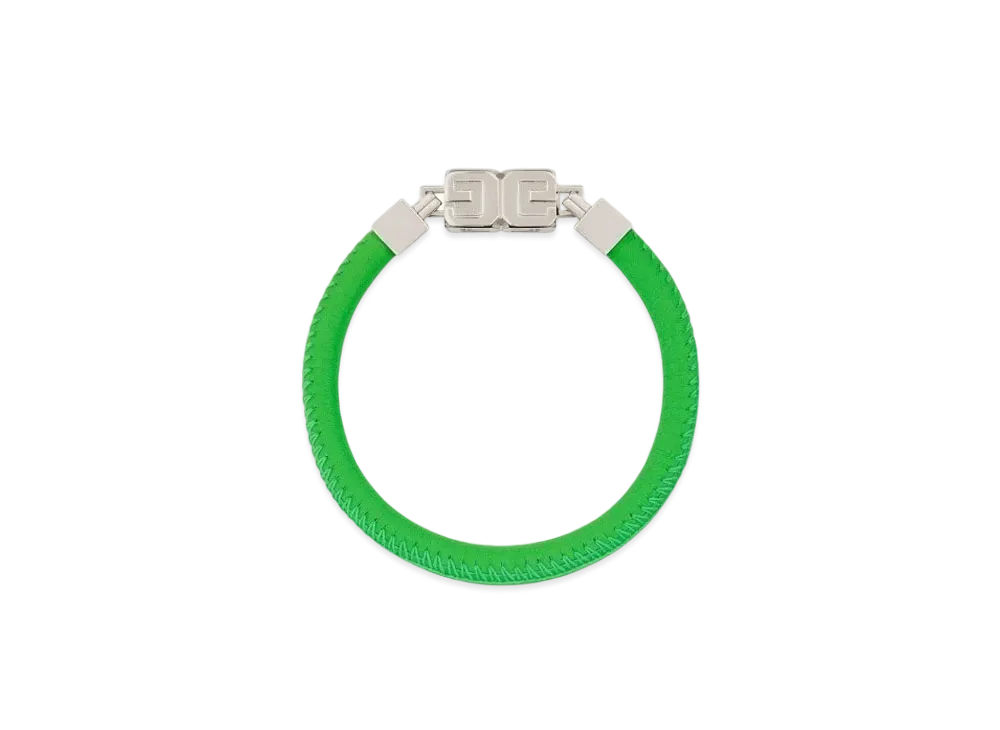 GIVENCHY G Cube Bracelet In Leather And Metal "Bright Green"