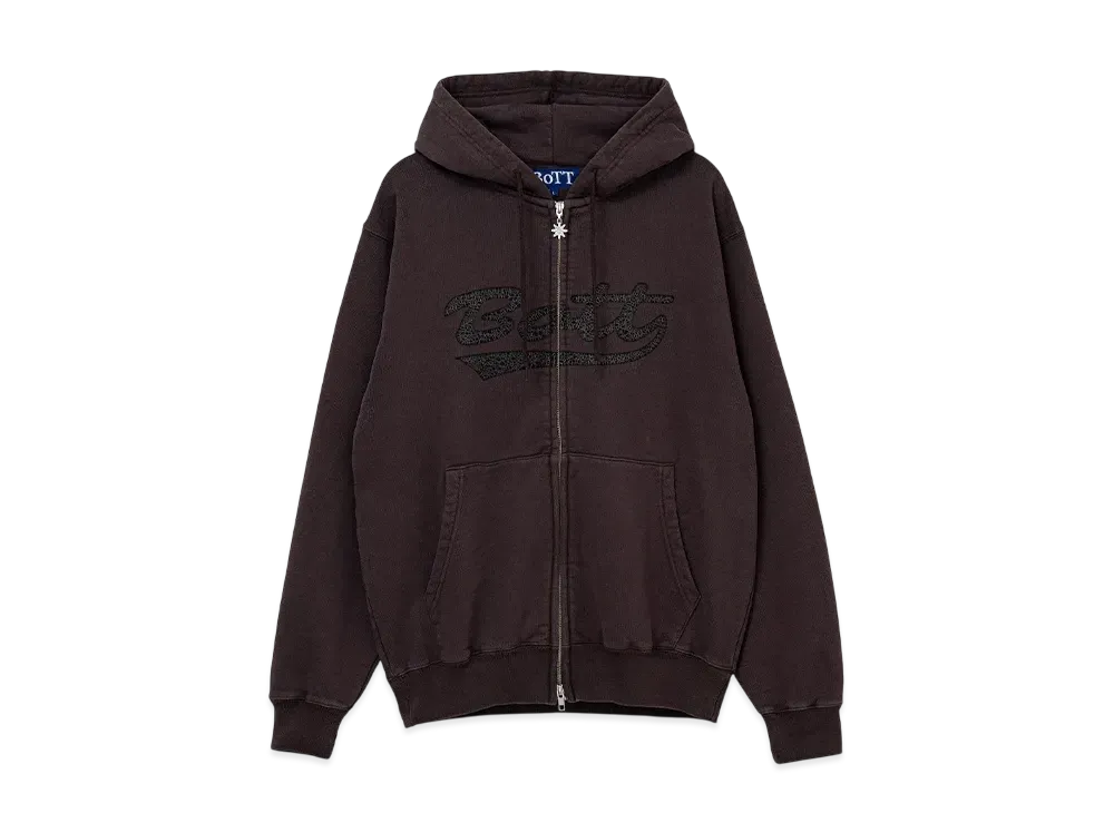 BoTT Washed Script Logo Zip Hoodie "Washed Brown"