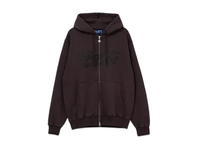 BoTT Washed Script Logo Zip Hoodie "Washed Brown"
