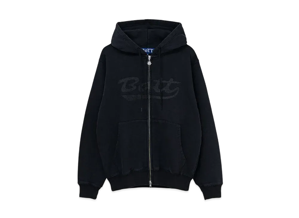 BoTT Washed Script Logo Zip Hoodie "Washed Black"