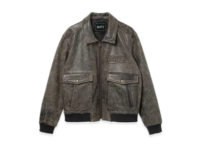 BoTT Script Logo Cracked Leather Jacket "Brown"