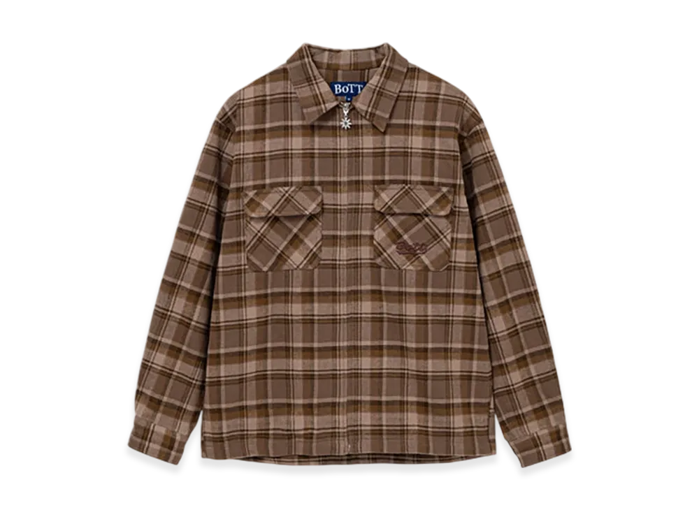 BoTT Zip-Up Flannel Shirt "Brown"