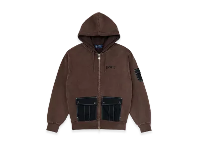 BoTT Washed Cargo Pocket Zip Hoodie "Brown"