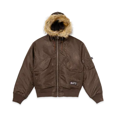 BoTT Hooded Jacquard Bomber Jacket "Brown"