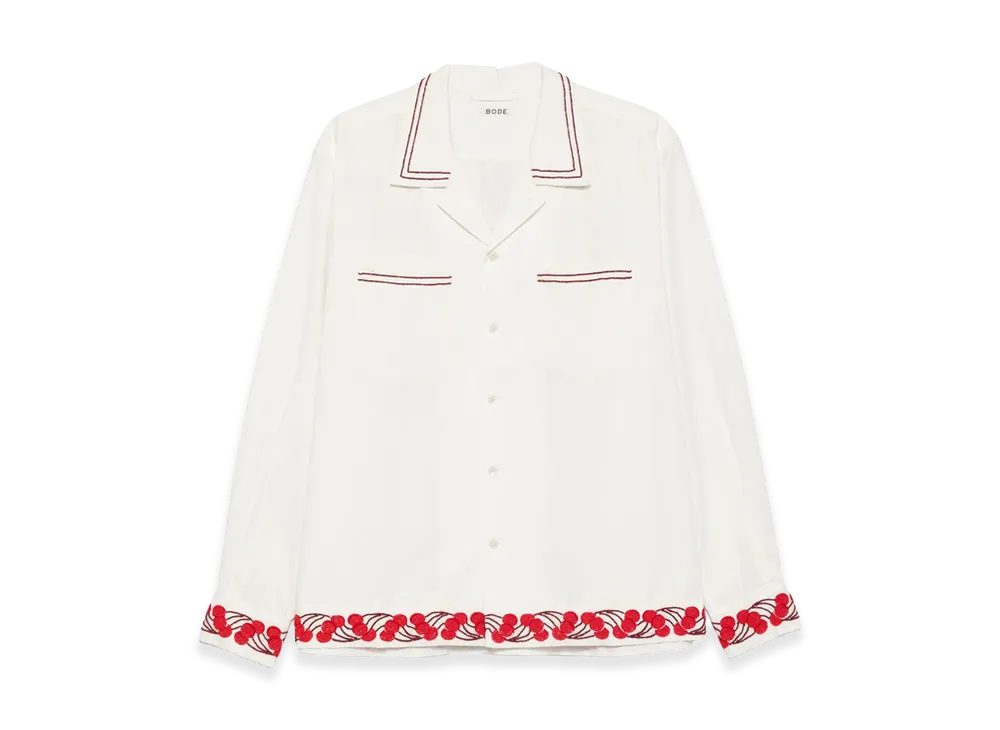 BODE 'Cherry Lane Beaded' Shirt "White"