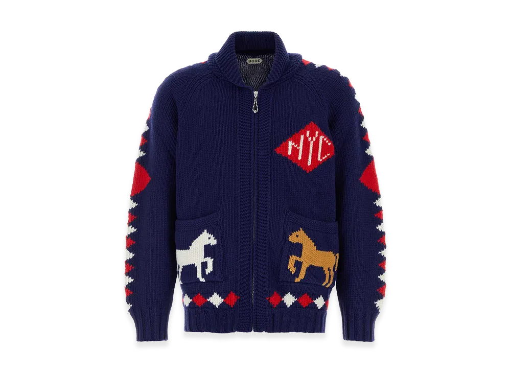 BODE Wool Diamond Cardigan "Blue"