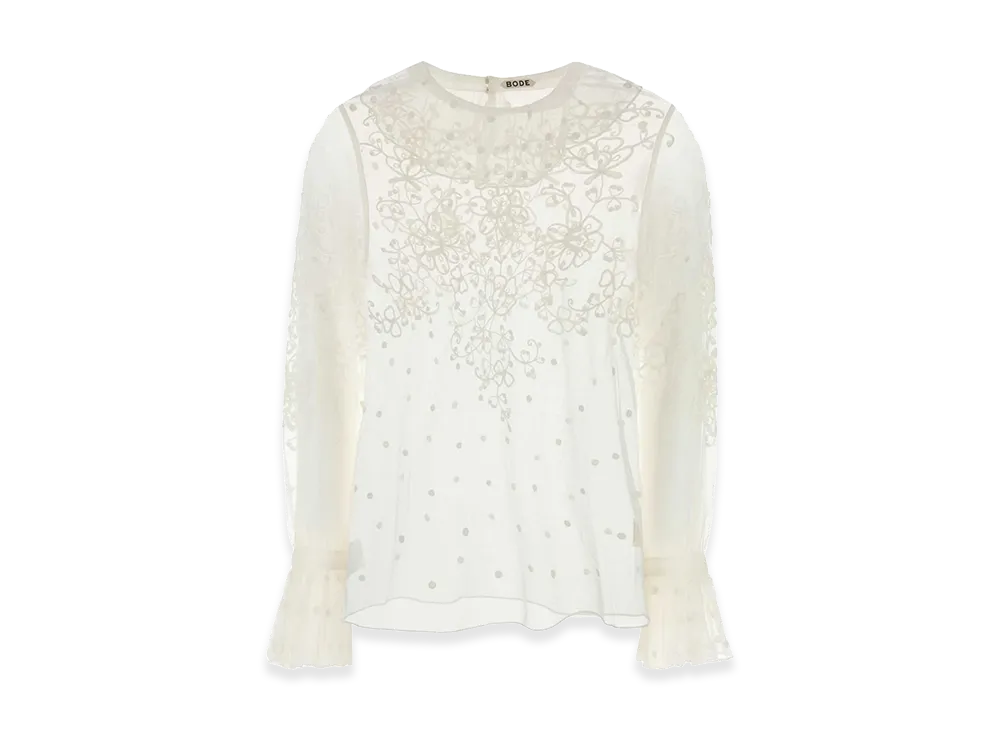 BODE Women's Mesh Middlemist Blouse "White"
