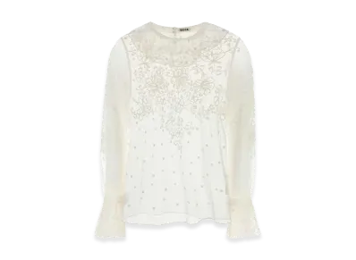 BODE Women's Mesh Middlemist Blouse "White"