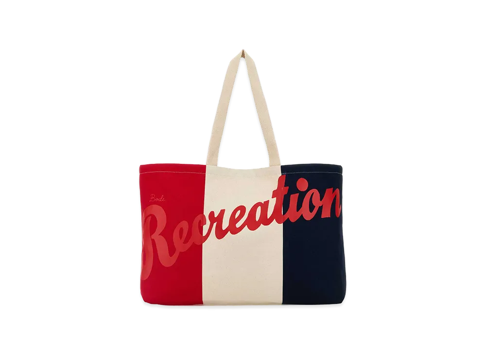 BODE Embroidered Canvas Recreation Shopping Bag "Stripped"