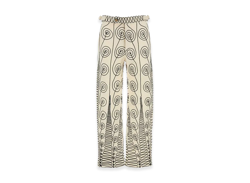 BODE Embroidered Wool Quillwork Pant "White"