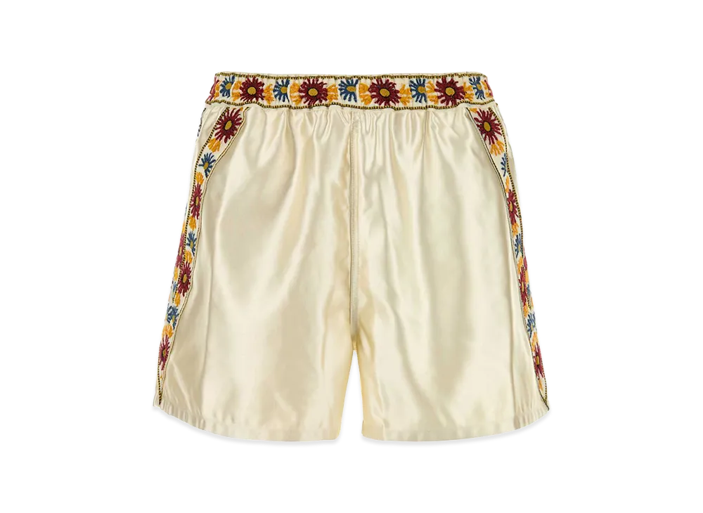 BODE Ivory Satin Candyfloss Bermuda Shorts "White"