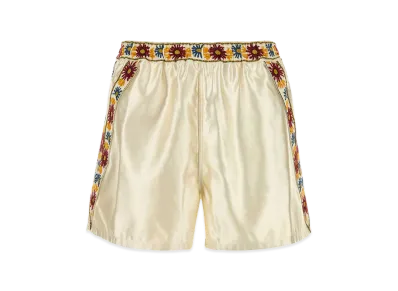 BODE Ivory Satin Candyfloss Bermuda Shorts "White"