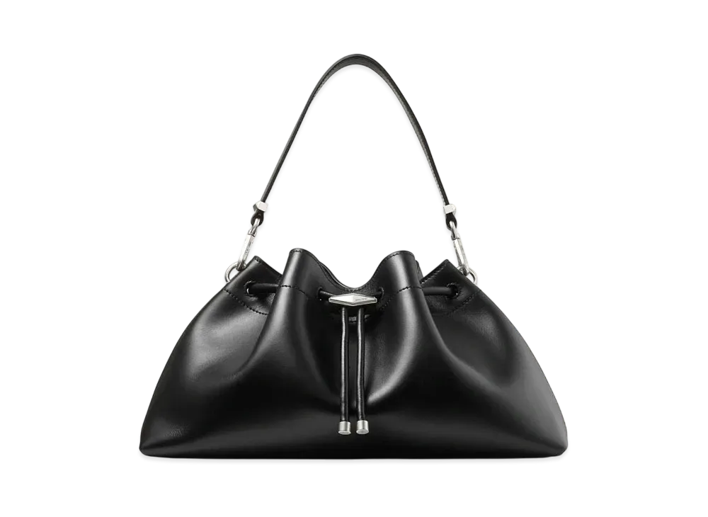 ジミーチュウ シンチ M レザー・バケットバッグ "ブラック/アンティークシルバー" BONBONBCKTEWHUT