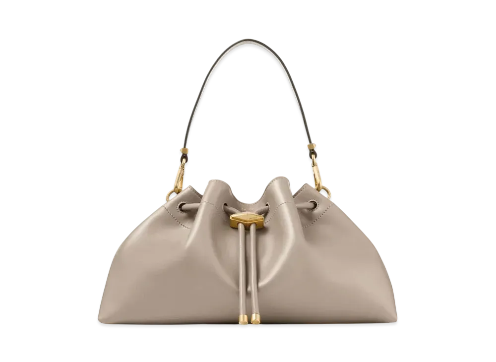 Jimmy Choo Cinch M Calf Leather Bag "Taupe/Gold"