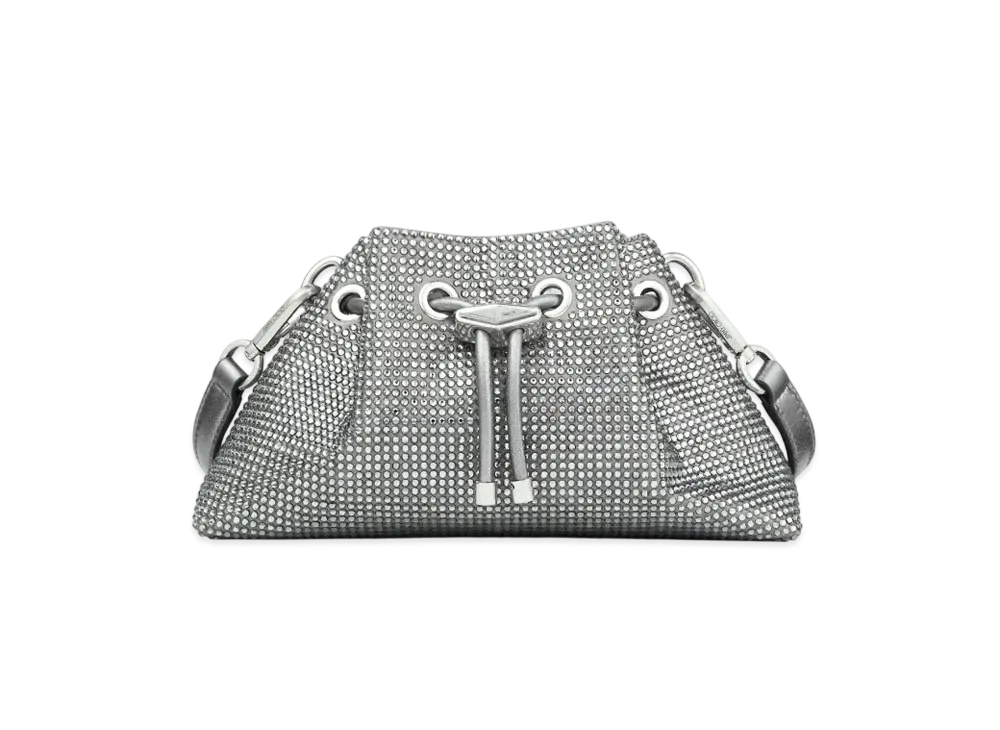 Jimmy Choo Cinch S Satin Crystal Bag "Ash/Antique Silver"