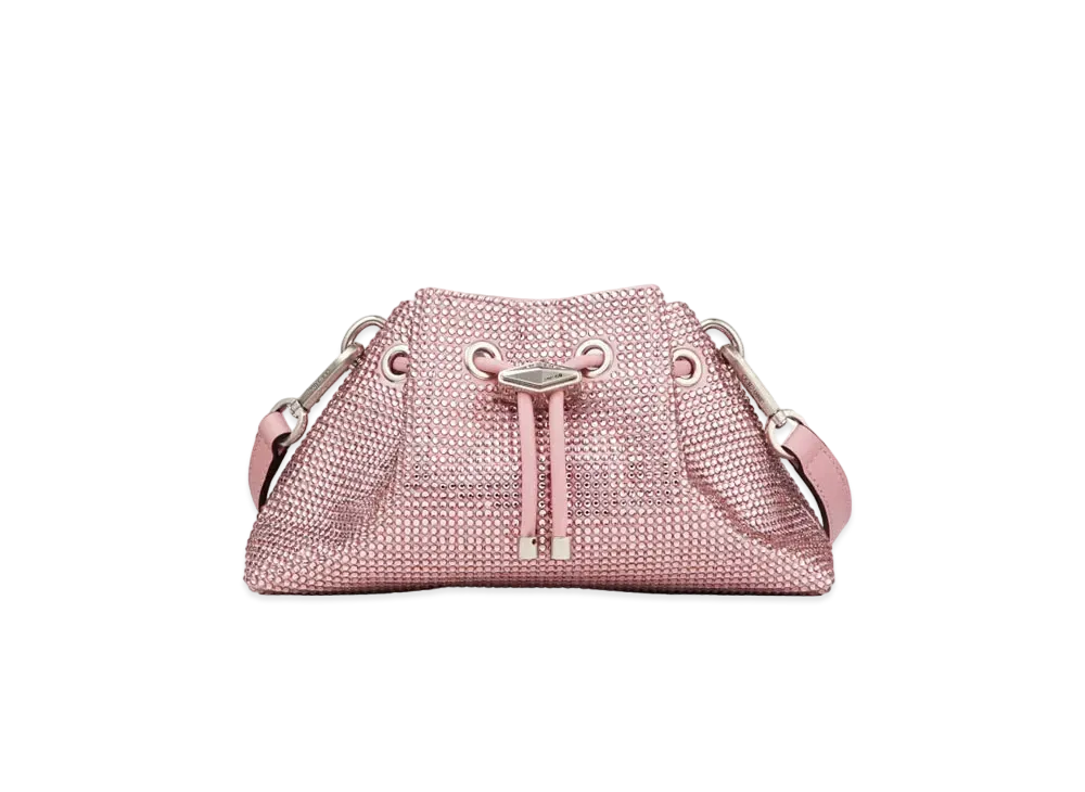 Jimmy Choo Cinch S Satin Crystal Bag "Rose/Antique Silver"