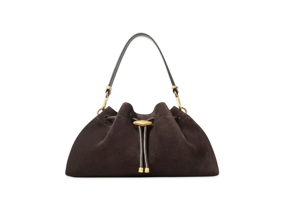 ジミーチュウ シンチ M スエード・ショルダーバッグ "コーヒー/ゴールド" BONBONBCKTEWSUE