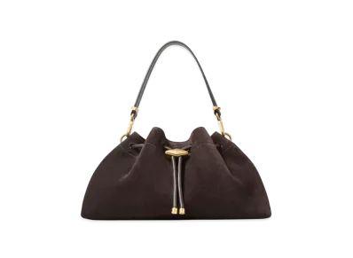 Jimmy Choo Cinch M Tan Suede Bag "Coffee/Gold"