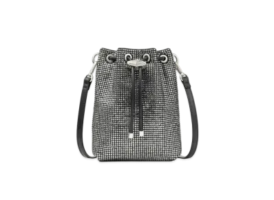 Jimmy Choo Cinch Mini Satin Crystal Mini Bag "Black/Antique Silver"