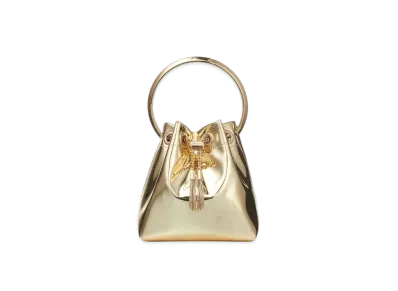 Jimmy Choo Bon Bon Mirror Fabric Mini Bag With Metal Handle "Gold"